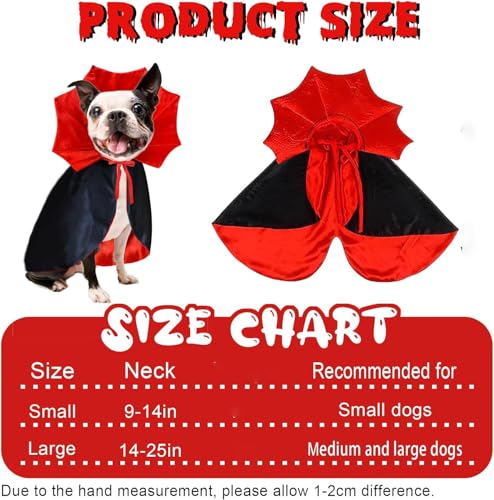 ceepdoogle Halloween Dog Costume Vampire Cape Dogs Cloak Cosplay Costume Pet Costumes Apparel Soft Fabric Interesting Design for Dog Large