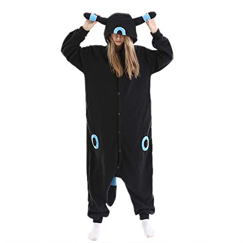 OGU' DEAL Unisex Adult Animal Onesie Pajamas Charactor Role Play Hallooween Cosplay Homewear Sleepwear Costume for Women Black