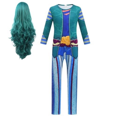 ZIVANTO Girls Princess Costume Dress Up Kids Cosplay Jumpsuit Bodysuit Fancy Party Outfits Birthday Playwear with Wig