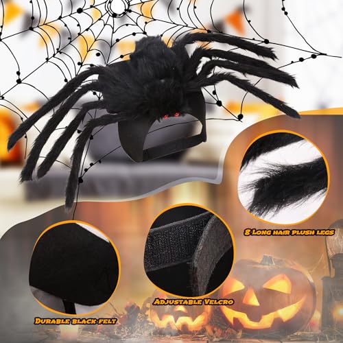 Suyfhdc Dog Spider Costume,Dogs Party Accessories Spider Decoration,Halloween Cosplay Costumes with Adjustable Velcro Fits Small Medium Pet Dogs and Cat,Black