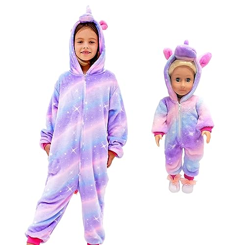 FZOSM Cute Girls Unicorn Halloween Costume Cosplay Onesie (Bright Purple, 9-10 Years)