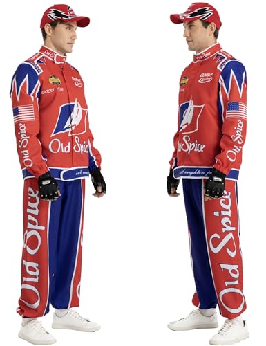 PTXZEQ Ricky Bobby Costume Talladega Nights Costume Racer Car Driver Cosplay Outfit Jacket Halloween Adult Men Women (Red, XL)