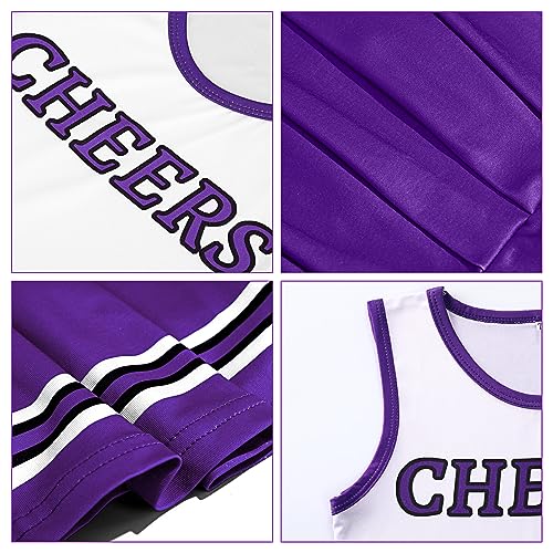Toulite 4 Pcs Girls Cheerleader Costume Outfit Set Fancy Dress for Kids Halloween Sport Game (Purple,11-12 Years)