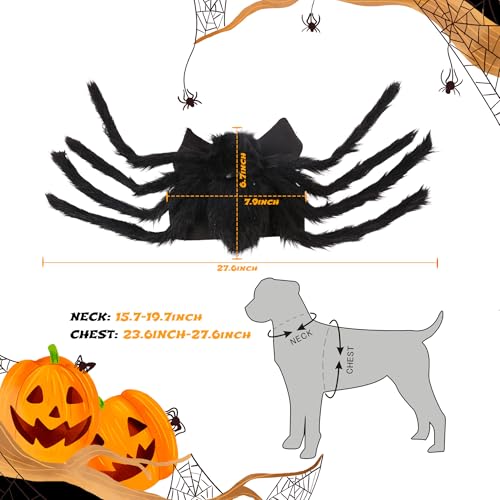 Suyfhdc Dog Spider Costume,Dogs Party Accessories Spider Decoration,Halloween Cosplay Costumes with Adjustable Velcro Fits Small Medium Pet Dogs and Cat,Black