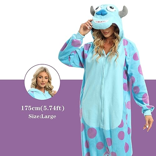 NAITOKE Adult Animal Onesie Halloween Costume Cosplay One-Piece Pajamas Women Man Teens Blue Purple