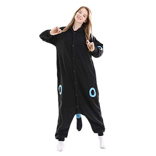 OGU' DEAL Unisex Adult Animal Onesie Pajamas Charactor Role Play Hallooween Cosplay Homewear Sleepwear Costume for Women Black