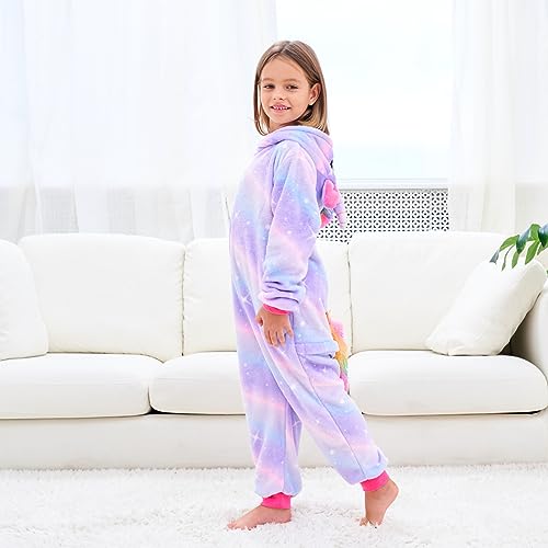 FZOSM Cute Girls Unicorn Halloween Costume Cosplay Onesie (Bright Purple, 9-10 Years)