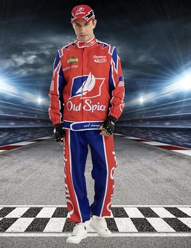 PTXZEQ Ricky Bobby Costume Talladega Nights Costume Racer Car Driver Cosplay Outfit Jacket Halloween Adult Men Women (Red, XL)
