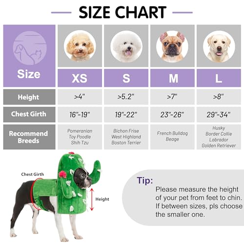 cyeollo Large Dog Costume Cute Cactus Dog Cosplay Funny Costumes Halloween Dog Clothes Holiday Party Outfits for Small Medium Large Dogs, L