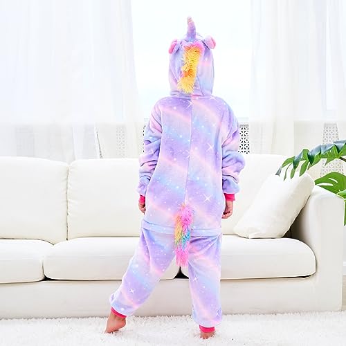FZOSM Cute Girls Unicorn Halloween Costume Cosplay Onesie (Bright Purple, 9-10 Years)