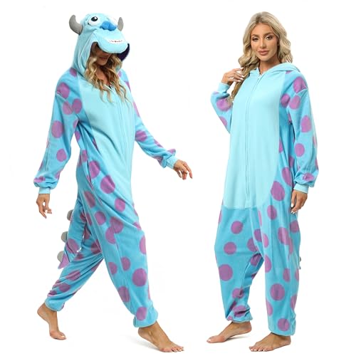 NAITOKE Adult Animal Onesie Halloween Costume Cosplay One-Piece Pajamas Women Man Teens Blue Purple