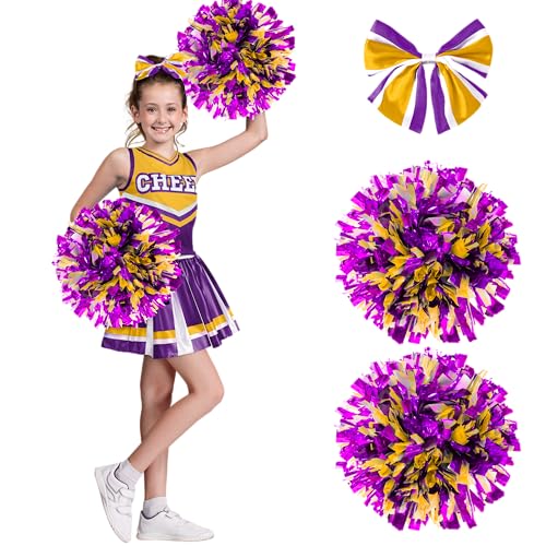 Spooktacular Creations Girl Purple Cheerleader Costume, Halloween Cute Cheer Uniform Outfit with Accessories for Halloween High School Cheerleader Dress Up Costume-M