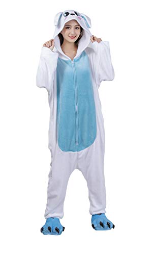 Honeystore Unisex Warm Sleepwear Adult Cosplay Rabbit Pajamas Costume Homewear Blue 01 S