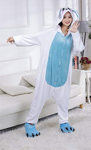 Honeystore Unisex Warm Sleepwear Adult Cosplay Rabbit Pajamas Costume Homewear Blue 01 S