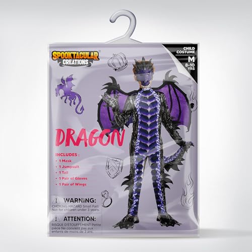Spooktacular Creations Halloween Kids Purple Dragon Costume, Boys Dragon Wings, Tail and Mask Set for Halloween Dress Up