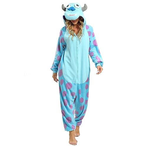 NAITOKE Adult Animal Onesie Halloween Costume Cosplay One-Piece Pajamas Women Man Teens Blue Purple