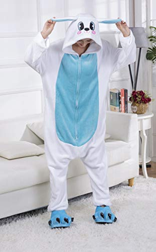Honeystore Unisex Warm Sleepwear Adult Cosplay Rabbit Pajamas Costume Homewear Blue 01 S
