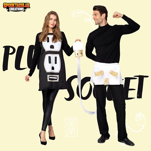 Spooktacular Creations Plug and Socket Halloween Costume Adult, Plug and Outlet Couples Costume USB Costume for Halloween Costume Party (Large)
