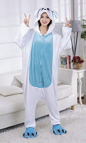Honeystore Unisex Warm Sleepwear Adult Cosplay Rabbit Pajamas Costume Homewear Blue 01 S
