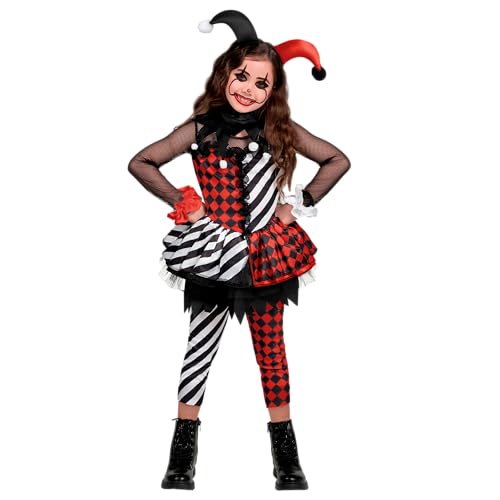 Spooktacular Creations Girls Clown Costume, Evil Clown Costume, Black and Red Clown Dress for Girls Halloween Role Play, Cosplay Party-L