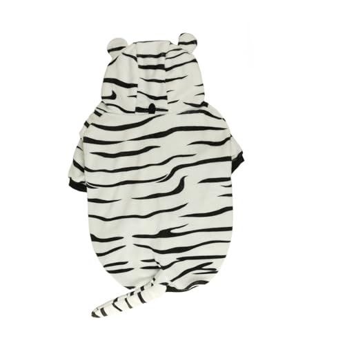 HOTUMN Large Dog Tiger Costumes - Halloween Cosplay Costume Warm and Cute Crystal Velvet Apparel for Dogs Hoodie (White 8X-Large)