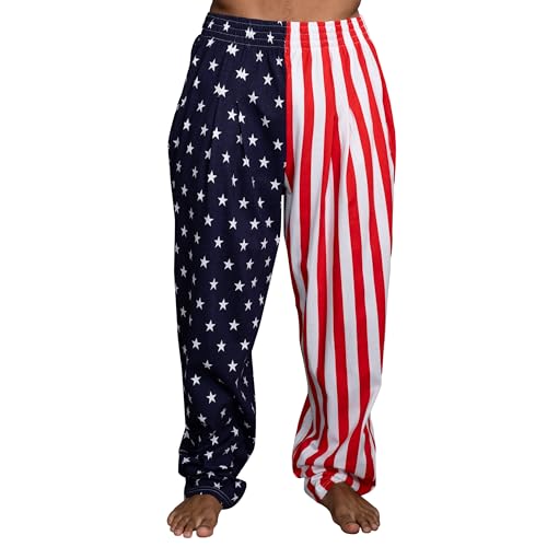 USA American Flag Pajamas Pants Patriotic Stars and Stripes Lounge Halloween Costume Cosplay