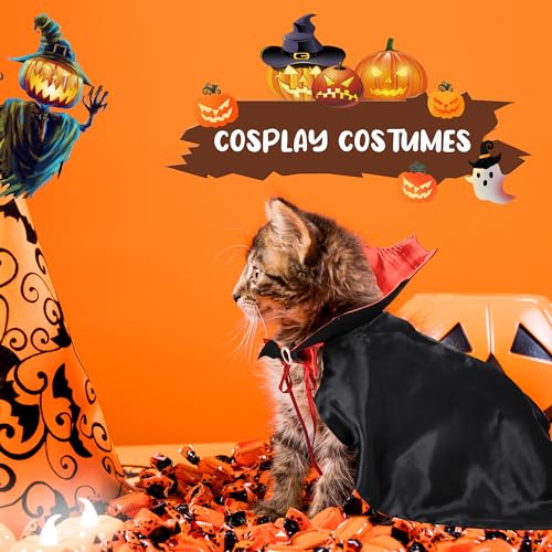 Halloween Dog Cape Costume with Bow Tie Dog Vampire Devil Costume Puppy Cloak for Small Medium Dog Cat (Black+red, LXL)