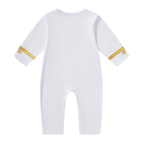 Kewlent Baby Boy Prince Charming Costume Infant Halloween Medieval Royal Prince Romper With Crown (12-18M, White)