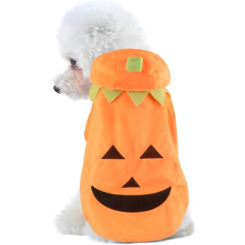 NACOCO Halloween Dog Cat Pumpkin Costume Puppy Clothes Fleece Hoodie Pet Coat for Small to Medium Dogs(4XL)