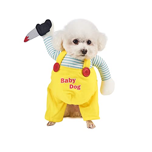 DELIFUR Dog Halloween Hilarious Costume - Pet Cosplay Party Clothes Soft Dog Knife Doll Costume Funny Comical Show Outfit for Small Medium Dog (Medium)