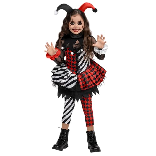 Spooktacular Creations Girls Clown Costume, Evil Clown Costume, Black and Red Clown Dress for Girls Halloween Role Play, Cosplay Party-L