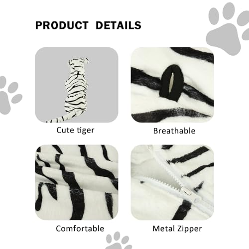 HOTUMN Large Dog Tiger Costumes - Halloween Cosplay Costume Warm and Cute Crystal Velvet Apparel for Dogs Hoodie (White 8X-Large)