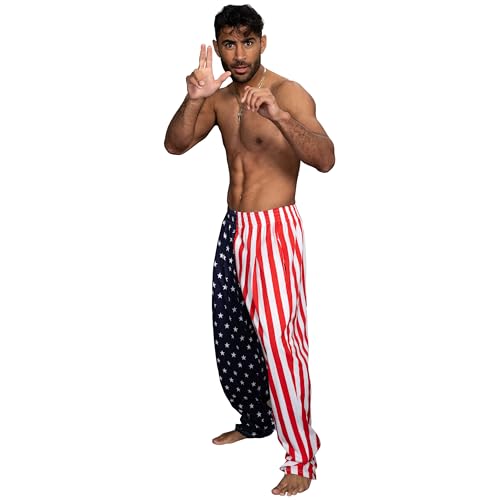 USA American Flag Pajamas Pants Patriotic Stars and Stripes Lounge Halloween Costume Cosplay