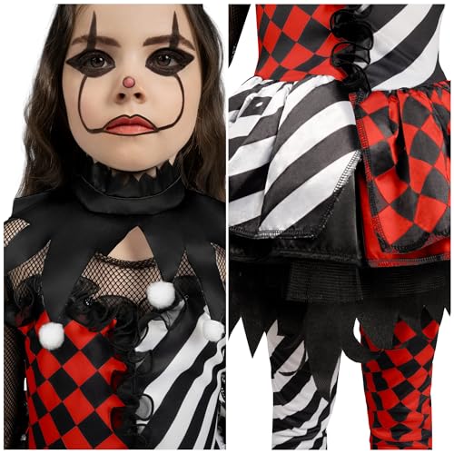 Spooktacular Creations Girls Clown Costume, Evil Clown Costume, Black and Red Clown Dress for Girls Halloween Role Play, Cosplay Party-L