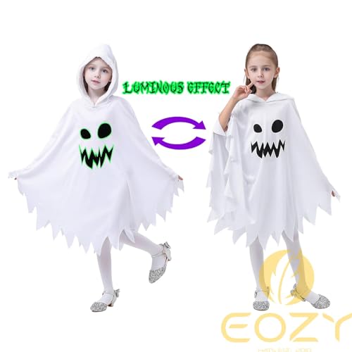 EOZY White Ghost Costume Kids Girls Halloween Scary Cosplay Fancy Dress 4-6 Years