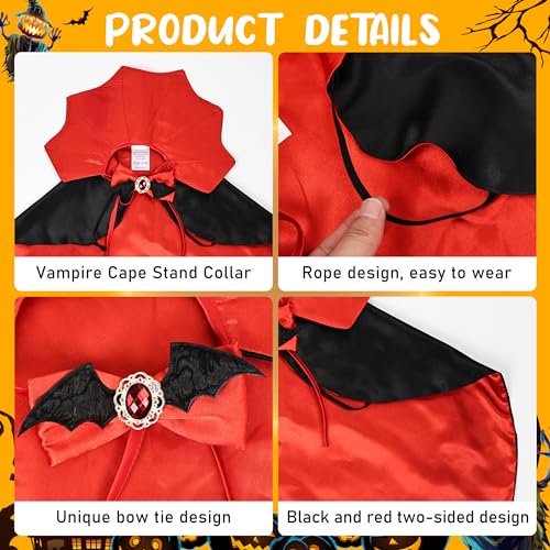 Halloween Dog Cape Costume with Bow Tie Dog Vampire Devil Costume Puppy Cloak for Small Medium Dog Cat (Black+red, LXL)