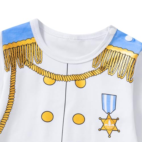 Kewlent Baby Boy Prince Charming Costume Infant Halloween Medieval Royal Prince Romper With Crown (12-18M, White)