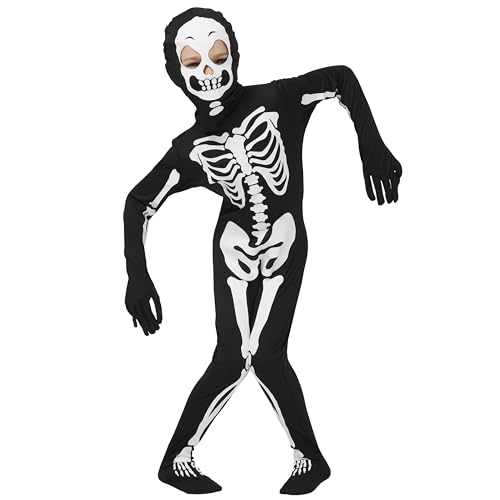 Spooktacular Creations Glow in the Dark Skeleton Costume for Boys, Halloween Costume for Kids, Unisex Skeleton Bodysuit with Mask for Boys, Girls (Toddler(3-4 yrs))