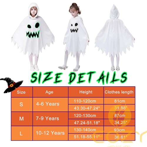 EOZY White Ghost Costume Kids Girls Halloween Scary Cosplay Fancy Dress 4-6 Years