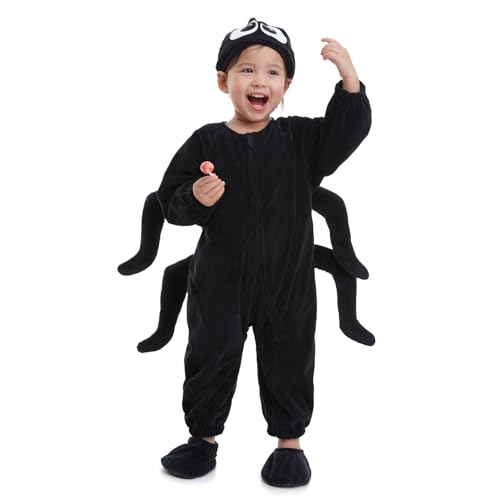 HSCTEK Toddler Spider Costume, Baby Spider Cosplay Boys Girls, Infant Halloween Onesie Costume Newborn 4T