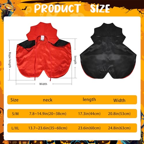 Halloween Dog Cape Costume with Bow Tie Dog Vampire Devil Costume Puppy Cloak for Small Medium Dog Cat (Black+red, LXL)
