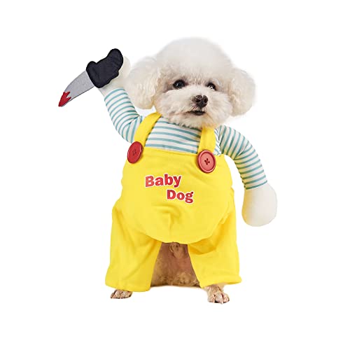 DELIFUR Dog Halloween Hilarious Costume - Pet Cosplay Party Clothes Soft Dog Knife Doll Costume Funny Comical Show Outfit for Small Medium Dog (Medium)