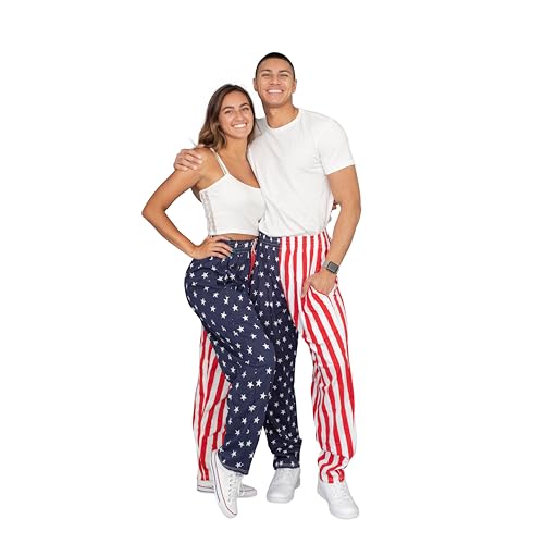 USA American Flag Pajamas Pants Patriotic Stars and Stripes Lounge Halloween Costume Cosplay