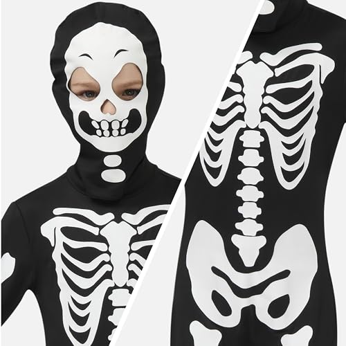Spooktacular Creations Glow in the Dark Skeleton Costume for Boys, Halloween Costume for Kids, Unisex Skeleton Bodysuit with Mask for Boys, Girls (Toddler(3-4 yrs))