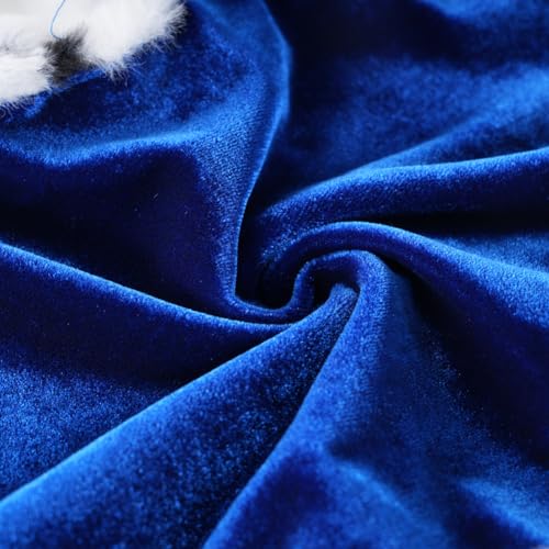 Lovelyshop pet Serial Lux Fur Blue Cat Dog Cloak for Halloween Costumes, King Queen Prince and Princess Cosplay-XS