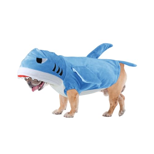 SHIAOMIN Dog Shark Costume - Doggy Halloween Costumes Winter Pet Hoodie Holiday Cospaly Pet Coat for Cats and Small Medium Pets (Blue, XL)