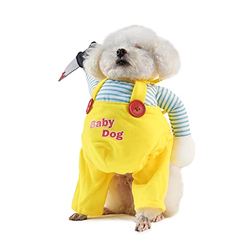 DELIFUR Dog Halloween Hilarious Costume - Pet Cosplay Party Clothes Soft Dog Knife Doll Costume Funny Comical Show Outfit for Small Medium Dog (Medium)