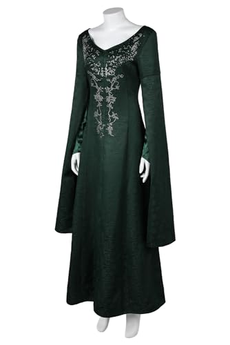 Chahouk Women's Cosplay Costume Green Dress Medieval Queen Robe Long Sleeves Halloween Party Dress