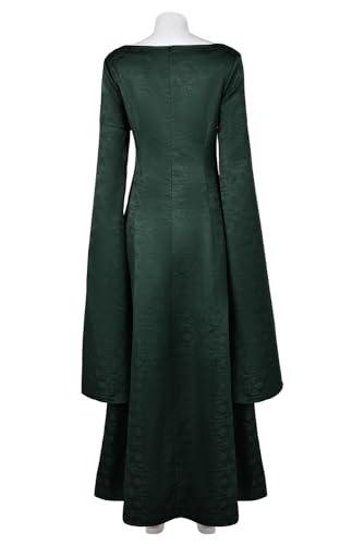 Chahouk Women's Cosplay Costume Green Dress Medieval Queen Robe Long Sleeves Halloween Party Dress