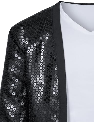 Dance Star Kids Costume for Boys 80s 90s Pop Stage Cosplay Party Halloween Role Play Black 11-12 Years